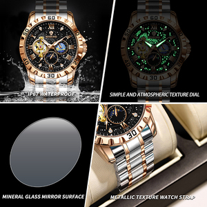 Reloj mecánico automático genuino para hombre BINBOND, reloj de acero inoxidable, luminoso, impermeable, informal, de moda. - Product Image 6