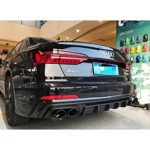 Diffusore Nero Lucido con Texture in Fibra di Carbonio per Paraurti Posteriore <span class=keywords><strong>Audi</strong></span> <span class=keywords><strong>A6</strong></span> S6 C8 2019-2024 - Product Image 6