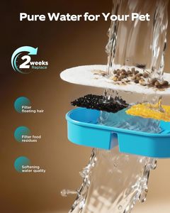 Fontaine à eau automatique pour chat en acier inoxydable 304, ultra-silencieuse, distributeur d'eau pour animaux de compagnie, fontaine à eau filtrée pour chien de 2,6 L - Product Image 6