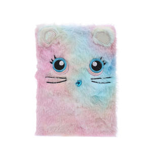 Carnet en peluche personnalisé en gros, carnet d'étudiant avec broderie arc-en-ciel, carnet en fourrure pour fille - Product Image 2