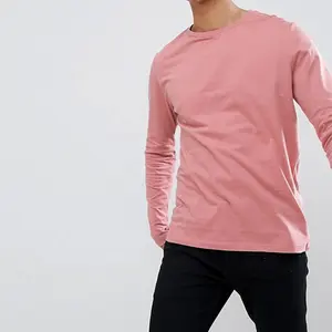 Stock Items High Quality Casual 100% Cotton T Shirt Underwear Customized Your Own Logo Blank Long Sleeve T Shirt Men