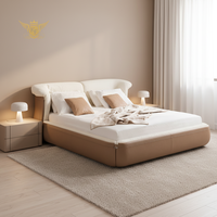Bett in Kingsize mit Einfachem Design aus Leder für Schlafzimmer, Einfache Montage, Wohnmöbel Made in China