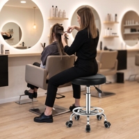 Tabouret de bar pivotant moderne en cuir PU avec base chromée et vérin à gaz réglable, idéal pour le bureau, la cuisine ou le bar