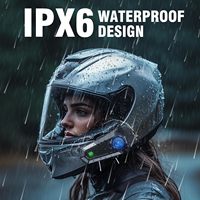 Auriculares Bluetooth para Casco de Motocicleta C9, Alcance de hasta 600M/1970 pies, Impermeables IPX6, Intercomunicador Bidireccional en Tiempo Real, Auriculares para Compartir Música