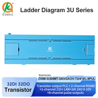 Controlador lógico programable Oshangming 32 DI 32 DO PLC 2 analógico 8 pulsos Modbus Rtu TCP con RS485 RS232 Lan para Servo