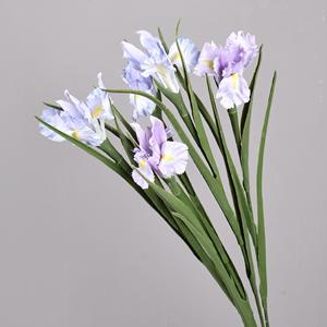 Fleurs d'iris artificielles Meng Jie, violet clair, blanc, jaune, pétales en polyester, pour la décoration de la maison et les mariages - Product Image 4