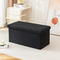 Banc de rangement pliable en cuir et polaire Teddy, beige et blanc, style ottoman, personnalisable, directement de l'usine