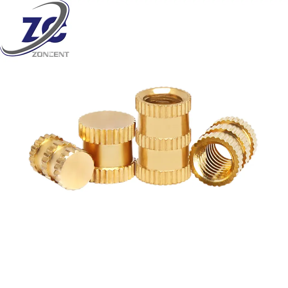 knurled metal brass m1 m2 m2.5 m3 m4 Knurled Brass Heat Staking Threaded Inserts Brass Insert Nut for Injection Molding