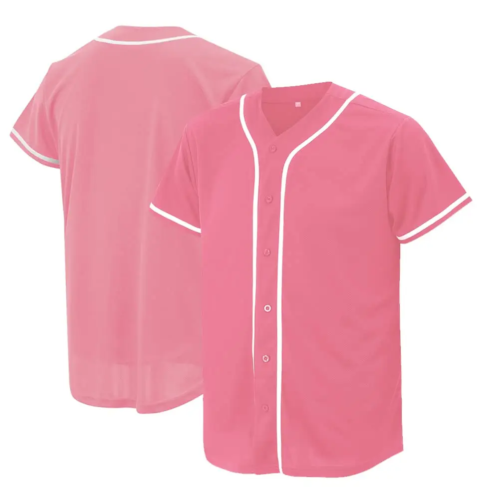 2023 échantillon gratuit en gros bonne version chemises maillot de baseball rose vierge pour hommes et femmes imprimé personnalisé