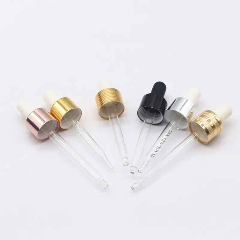 18-410 อลูมิเนียมสำหรับแก้วขวดทอง/เงิน/สีดำอลูมิเนียม dropper caps