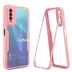 Lichicase Precision Hole Hard PC Soft TPU Frame Mobile Phone Case For vivo Y20 Color Frame Cover