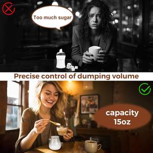 Recipiente de azúcar de 350ml con tapa y cuchara de bambú, azucarero de 11oz, tarro de cristal, accesorios para barra de café, lata de café, Decoración de cocina - Product Image 6