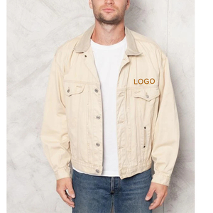 Giacca <span class=keywords><strong>Jeans</strong></span> da <span class=keywords><strong>uomo</strong></span> Beige personalizzata giacca da <span class=keywords><strong>uomo</strong></span> stile Streetwear cappotto 100% cotone Casual giacche <span class=keywords><strong>in</strong></span> Denim da <span class=keywords><strong>uomo</strong></span> - Product Image 2