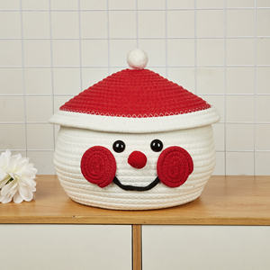 Panier de rangement en corde de coton pour bébé, adorable bonhomme de neige, organisateur de jouets, décorations de Noël pour enfants, panier de rangement pour bonbons - Product Image 3