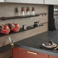 Meubles de cuisine modernes noirs en laque rouge de style Hampton OPPEIN Ali Baba Ali Baba