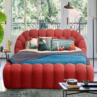 Lit à bulles réglable en hauteur, assemblable et mobile, style minimaliste moderne, pour chambre à coucher, modèle Teddy double, de la marque Rochburg Internet Celebrity