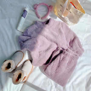 Vêtements d'hiver pour enfants garçons filles, couleur unie, flanelle, vêtements de maison chauds, vêtements décontractés pour bébés, ensemble deux pièces, 2022 - Product Image 5