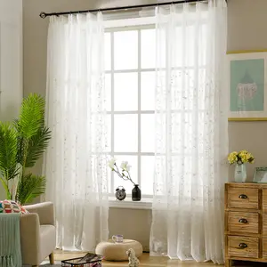 hot sale wholesale cheap embroidered lining curtain fabric , sheer voile curtain fabric