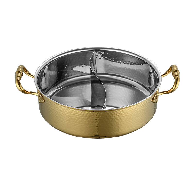 Olla caliente de doble sabor de oro