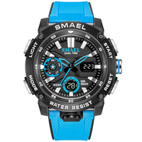 Jam Tangan SMAEL 1907 Dual Time LED Sport Digital Tahan Air Jam Tangan Dial Besar untuk Pria