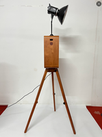 Machine Photo Booth Portable Rétro en Bois Double Face pour Surface Pro, DSLR, iPad, avec Impression en Libre-Service