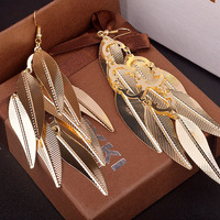 Statement Ohrringe Indian Vintage Bunte Trendy Feather Willow Leaf Lange Barock Ohrring Zubehör für Frauen