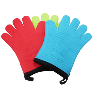 Guantes de silicona resistentes al calor para horno, guante de algodón para horno de cocina, guantes para barbacoa