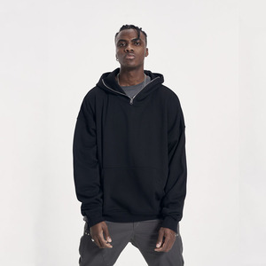 Men's Quarter <b>Zip</b> Oversized Pullover Hoodie Streetwear Distress Acid Wash 100% Cotton Breathable Full Customization <b>Hooded</b> Solid - Product Image 6