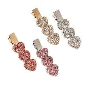 Outil de coiffure de luxe argent or sans courbure Barrettes <span class=keywords><strong>plates</strong></span> diamant épingle en métal strass pinces à cheveux sans plis pour le maquillage Bang - Product Image 1