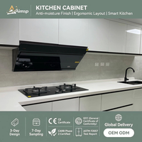Ensemble de meubles de cuisine modulaires Aimsp modernes, sur mesure, blanc brillant, sans poignées, design en L, avec rangements
