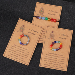 Ensemble <span class=keywords><strong>de</strong></span> bracelets et bagues en cristal <span class=keywords><strong>de</strong></span> guérison énergétique <span class=keywords><strong>de</strong></span> <span class=keywords><strong>yoga</strong></span> d'amitié, pierre précieuse <span class=keywords><strong>de</strong></span> chakra, cristal arc-en-ciel <span class=keywords><strong>de</strong></span> sept chakras pour femmes et hommes, cadeau - Product Image 1