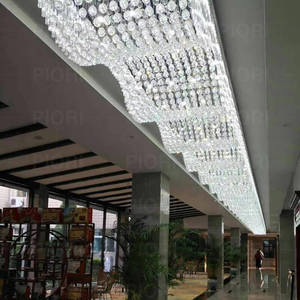 Cao cấp thêm dài pha lê Đèn trần cho tiệc hội trường sự kiện đám cưới sang trọng thấp Trần Vàng Pha Lê tuôn ra gắn đèn chùm - Product Image 4