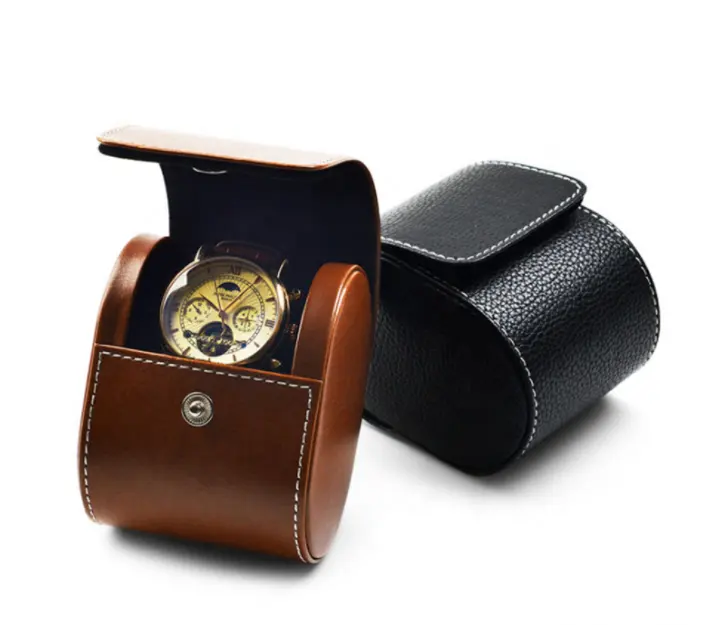 Meidian Popular Design Handmade Leather Watch Rolls Box for Man Watch Roll Travel Case with Pillow