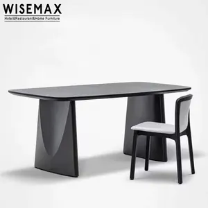 WISEMAX फर्नीचर Minimalist भोजन कक्ष फर्नीचर बड़ा आकार आयत लकड़ी के फ्रेम 6 8 सीट रेस्तरां खाने की मेज के लिए घर