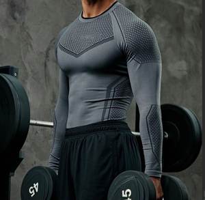 Nouveau T-shirt à manches longues imprimé pour homme, style américain, coupe ajustée, sportif, fitness, course à pied, entraînement, séchage rapide, respirant - Product Image 4