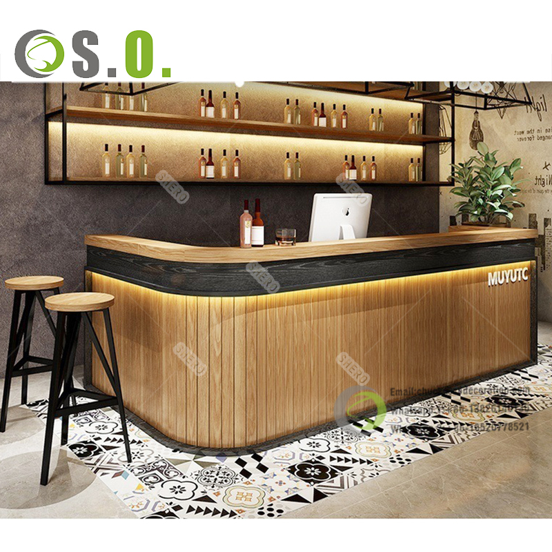 Wooden Bar Counter Design Reclaimed Wood Bar Restaurant Counter
