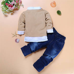 Ensemble d'Automne pour Garçon en Gros : Faux Deux Pièces, Sweat-shirt Nœud Papillon et Jean en Denim, Ensemble de Vêtements pour Enfants - Product Image 2