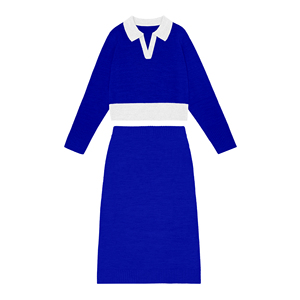 Completo Invernale Casual da <span class=keywords><strong>Donna</strong></span> 2 Pezzi con Maglione a Collo Alto a Maniche Lunghe e Gonna Lunga con Logo Frontale - Product Image 3