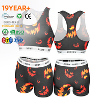 Ensemble de soutiens-gorge de sport athlétiques à taille haute, anti-humidité, pour l'entraînement, avec motif sourire maléfique vibrant personnalisé, style street art, pour la gym et les tenues intimes de sport