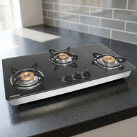 KIMATSU 3 BR ELEGANT Kompor Gas LPG 3 Tungku Meja, Pemasangan Mudah, Kaca Tahan Panas, 30 Penyalaan Elektronik, Untuk Rumah Tangga