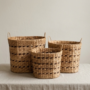 Handmade Woven Organizer <b>Bin</b> for Home Decor Sustainable Eco-friendly Natural Water Hyacinth Storage Basket Set More Options - Product Image 2
