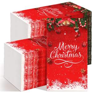 مناديل بتصميم العطلة مع شعار مناديل مزخرفة لأحداث عيد الميلاد مناديل للاستعمال مرة واحدة - Product Image 1