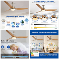 Ventilateur de plafond LED moderne à télécommande, 52 pouces, 3 pales, faible bruit, longue durée de vie, bonne qualité, pour salle à manger et chambre à coucher