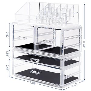 Lớn ngăn kéo và đồ trang sức hiển thị 3 miếng <span class=keywords><strong>Acrylic</strong></span> jewlery hộp lưu trữ mỹ phẩm trang điểm tổ chức - Product Image 4