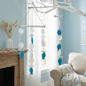 Mediterranean Style Wall Hanging Seashell Starfish Pendant Wind Chime Home Decor - Product Image 2