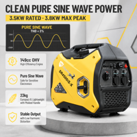 Generator Inverter Bensin Senyap 3500W Portabel Ringan 23kg Tenang 65dB Sumber Daya untuk Cadangan Rumah dan Berkemah
