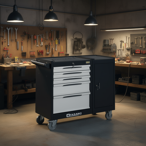 Fasano Tools Rolling Tool Cabinet 5 <b>Drawer</b> With Door Lockable Storage For <b>Workshop</b> Use - Product Image 3