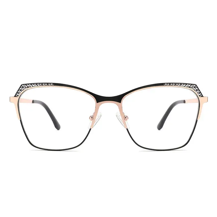 Özel Logo optik çerçeve tam jant Metal modası gözlük kadın paslanmaz çelik gözlük çerçeveleri