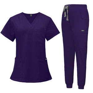 Completo Set Medico Clinico Personalizzato: Divisa Infermieristica Multicolore con Top a Maniche Corte Scollo a V e Pantaloni con Tasche, Taglia <span class=keywords><strong>XL</strong></span> - Product Image 4