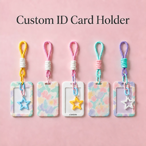 Custom Logo Macaron ID Card Holder Wholesale Personalized Badge Holder With Lanyard Star Charm For Photocard Office School Bulk